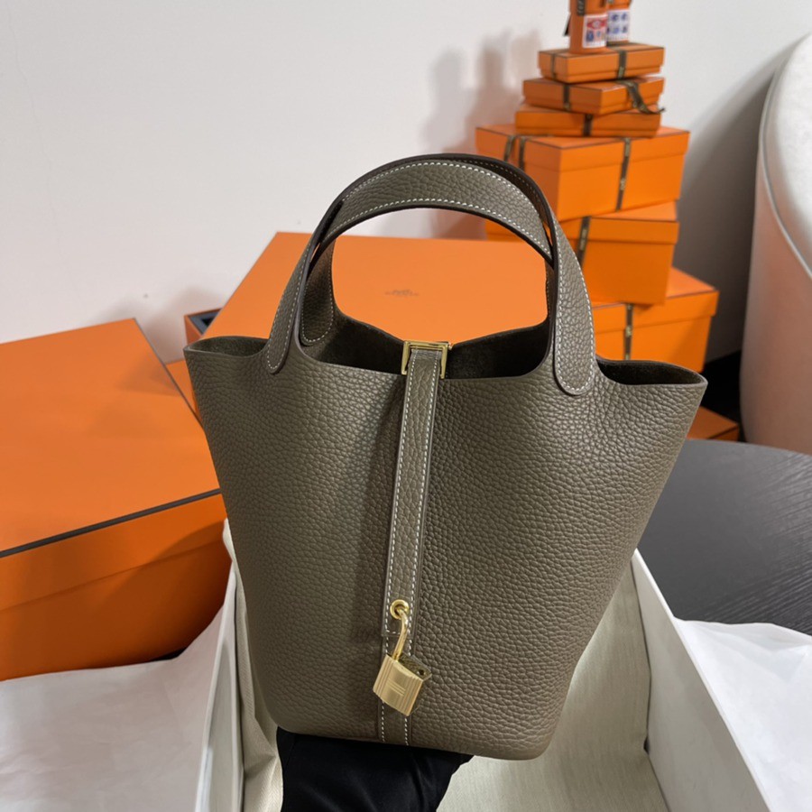 菜籃子Picotin 18 大象灰金扣 TC皮_2