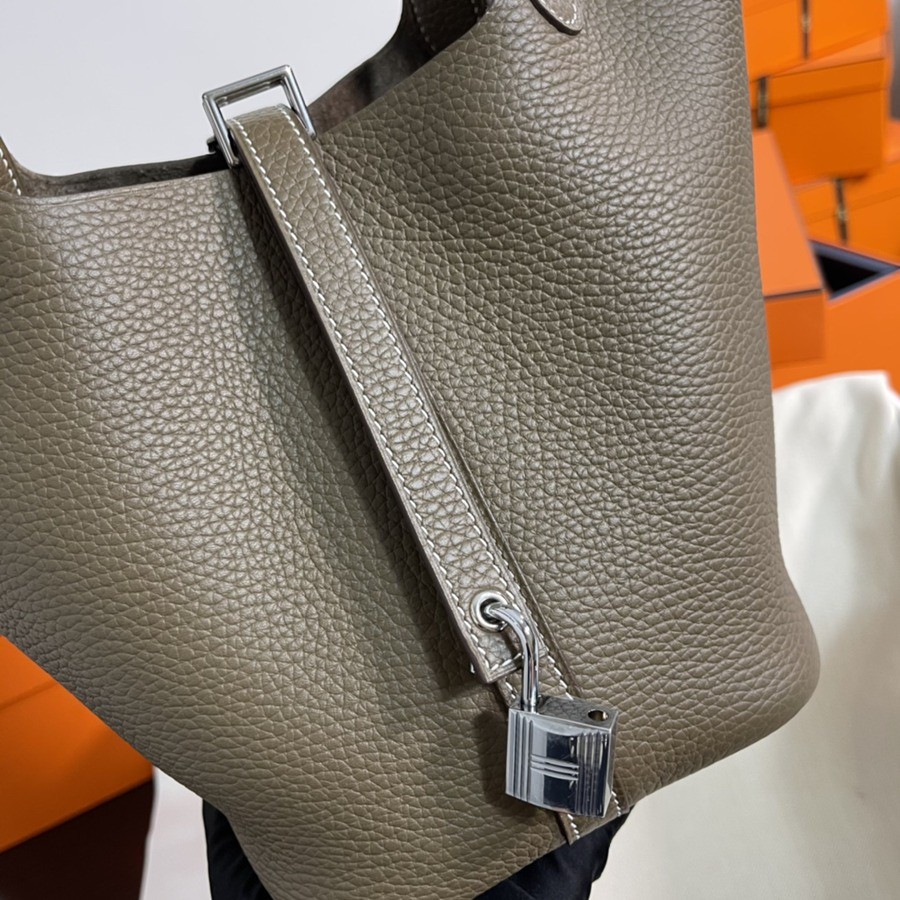 菜籃子Picotin 18 大象灰銀扣 TC皮_4