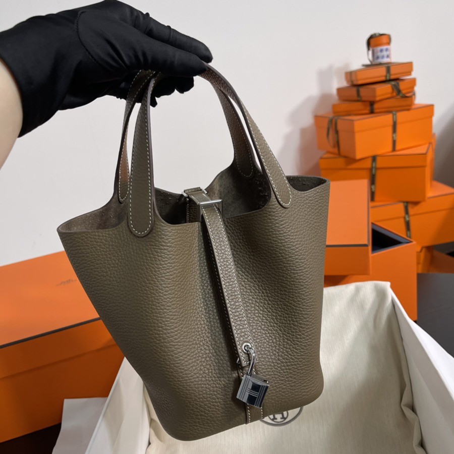 菜籃子Picotin 18 大象灰銀扣 TC皮_1