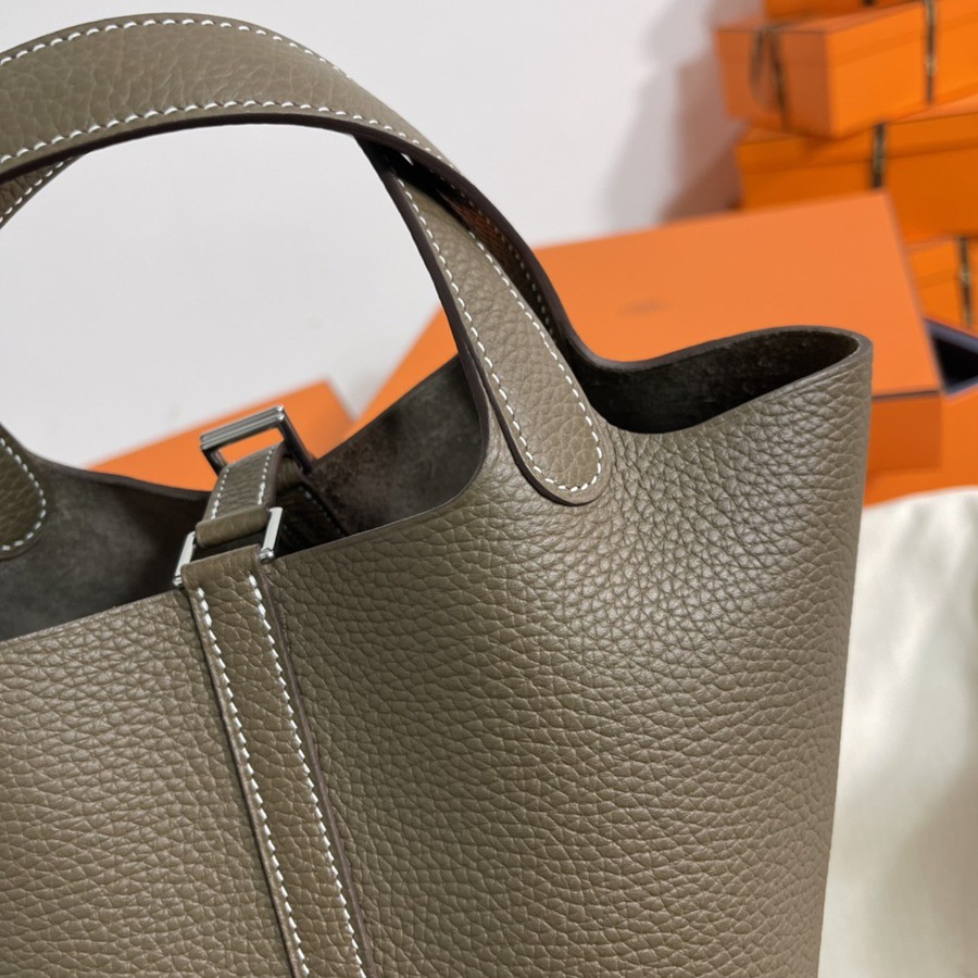 菜籃子Picotin 18 大象灰銀扣 TC皮_6