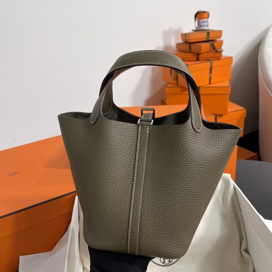 菜籃子Picotin 18 大象灰銀扣 TC皮_5