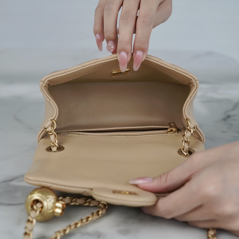 23K金屬球方胖子杏色_5