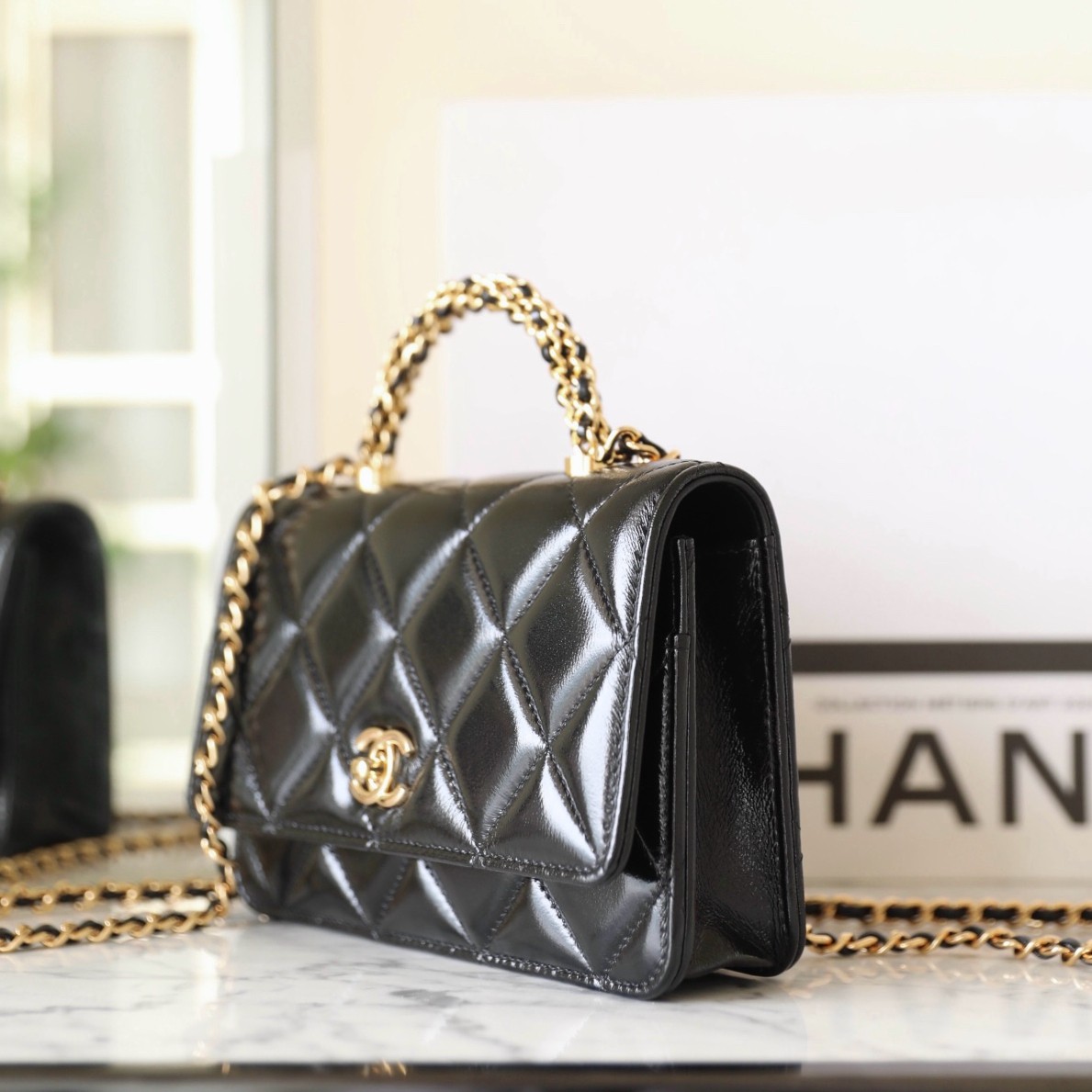 24B秋冬擰鏈手柄鏈條包Woc黑色_3