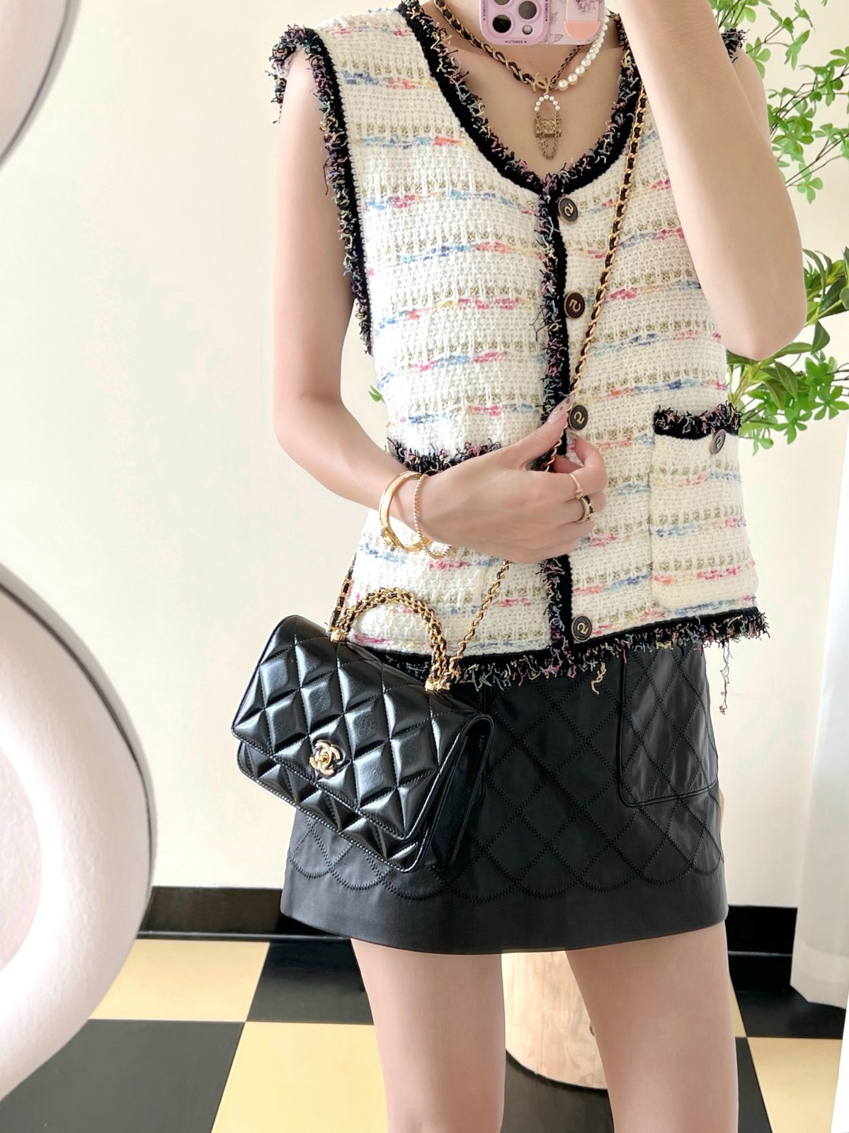 24B秋冬擰鏈手柄鏈條包Woc黑色_2