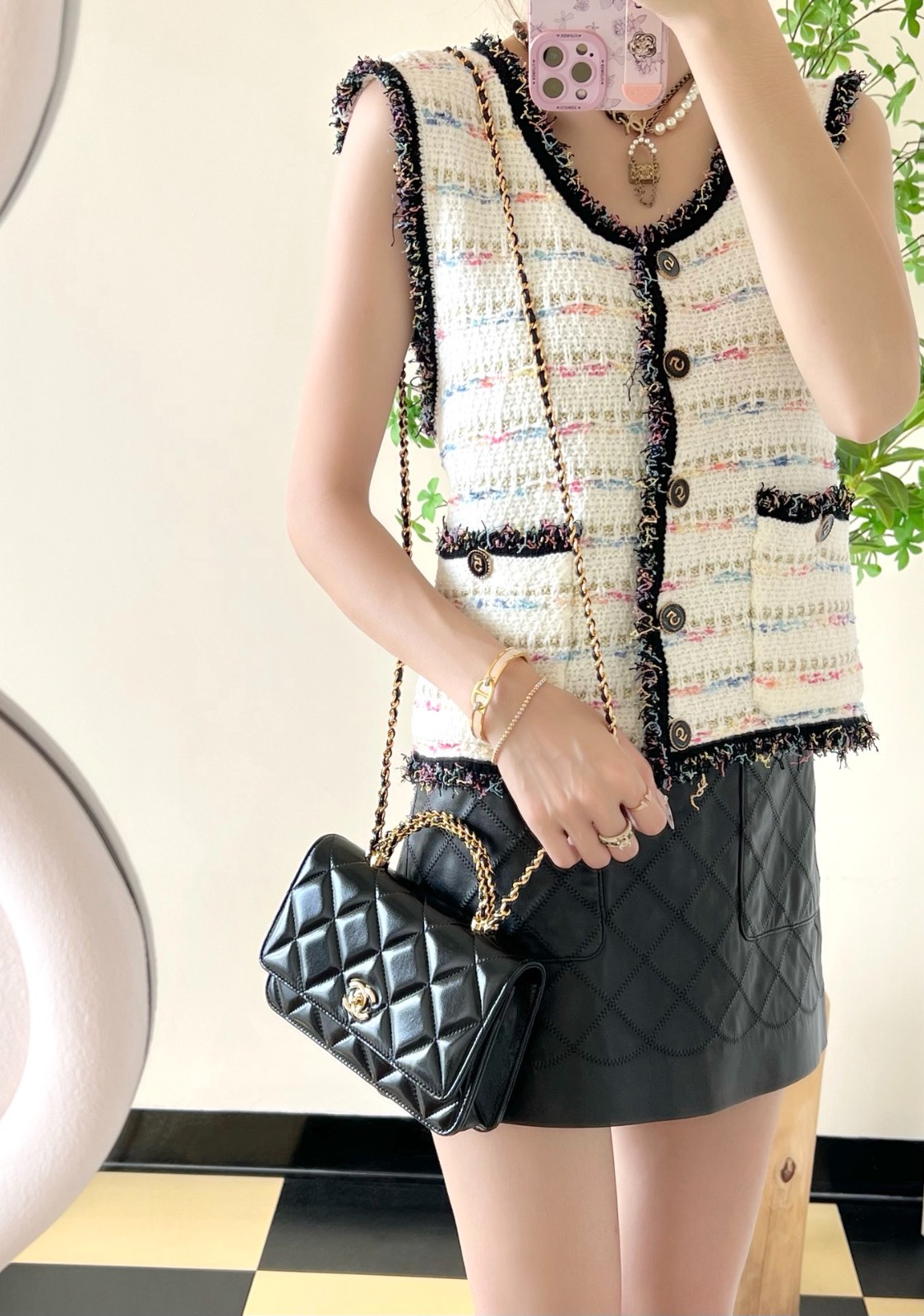 24B秋冬擰鏈手柄鏈條包Woc黑色_7