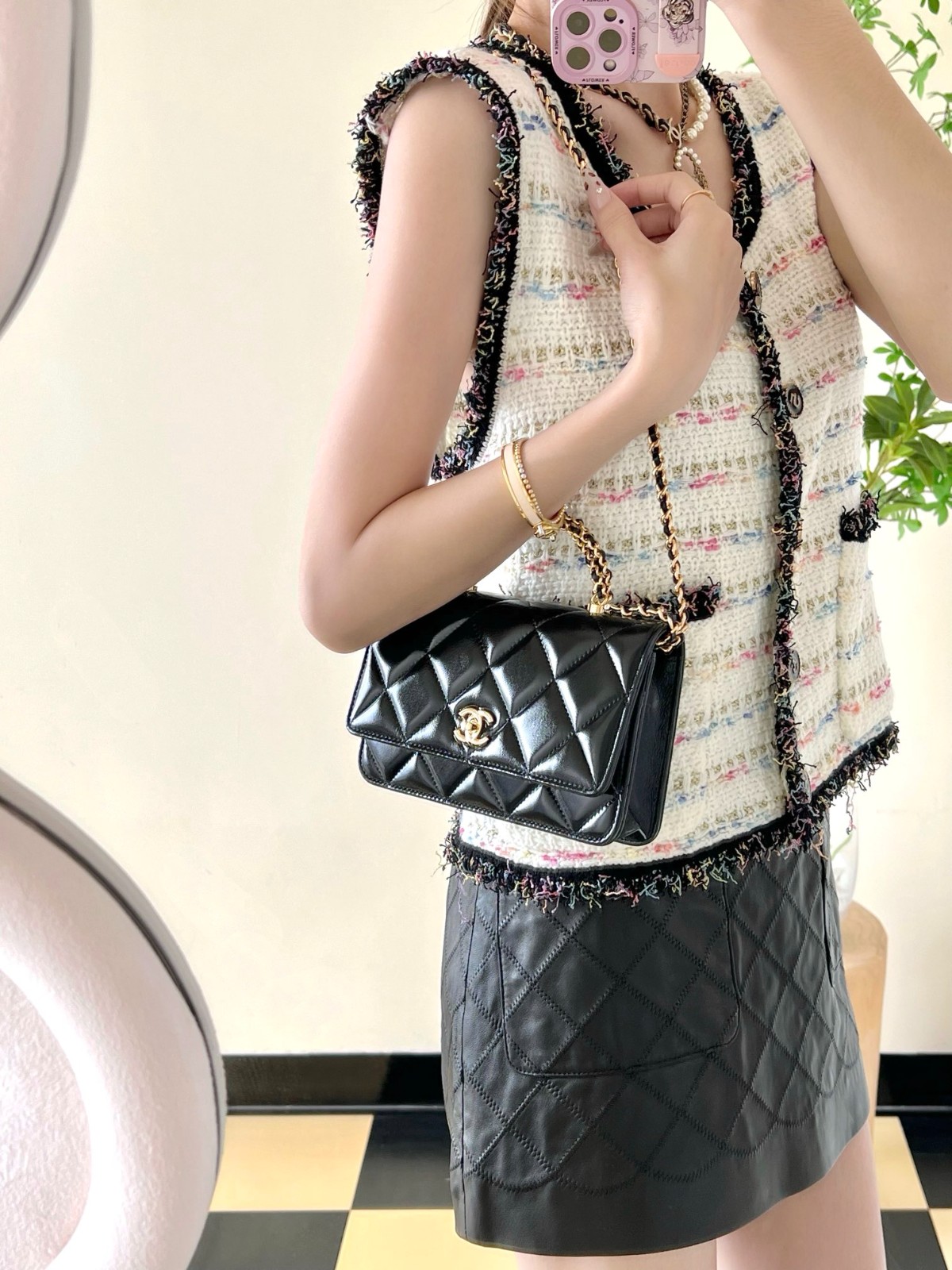 24B秋冬擰鏈手柄鏈條包Woc黑色_8