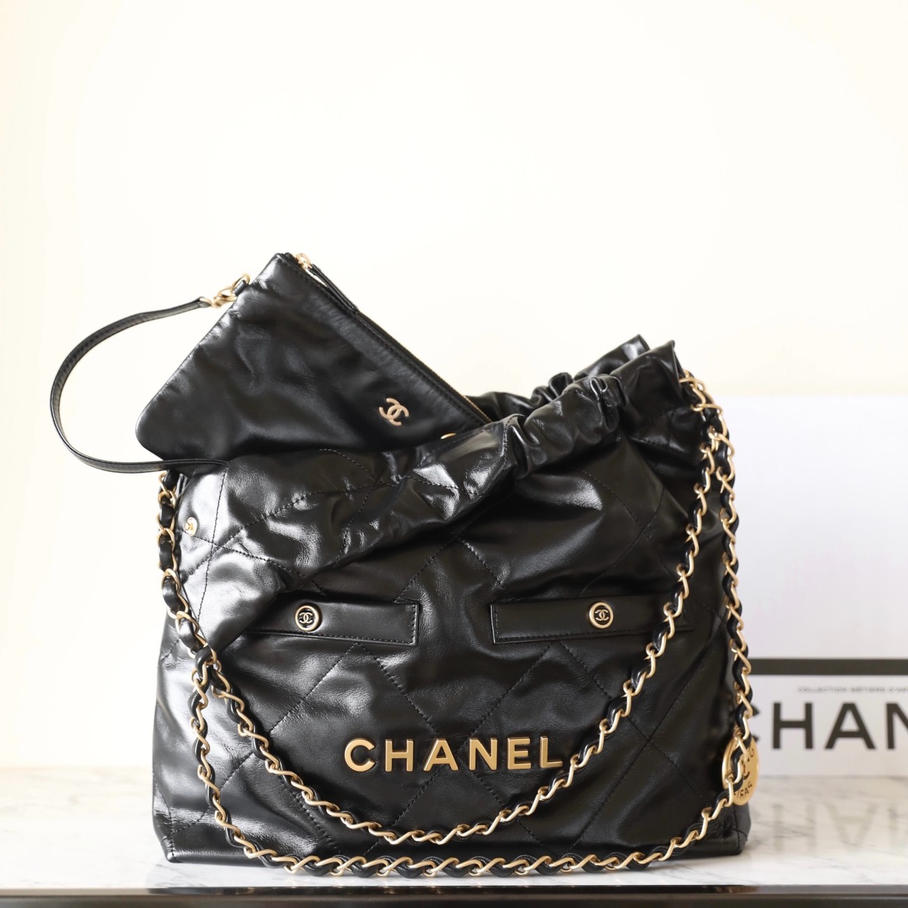 24B秋冬 雙口袋22Bag黑色 小號_1