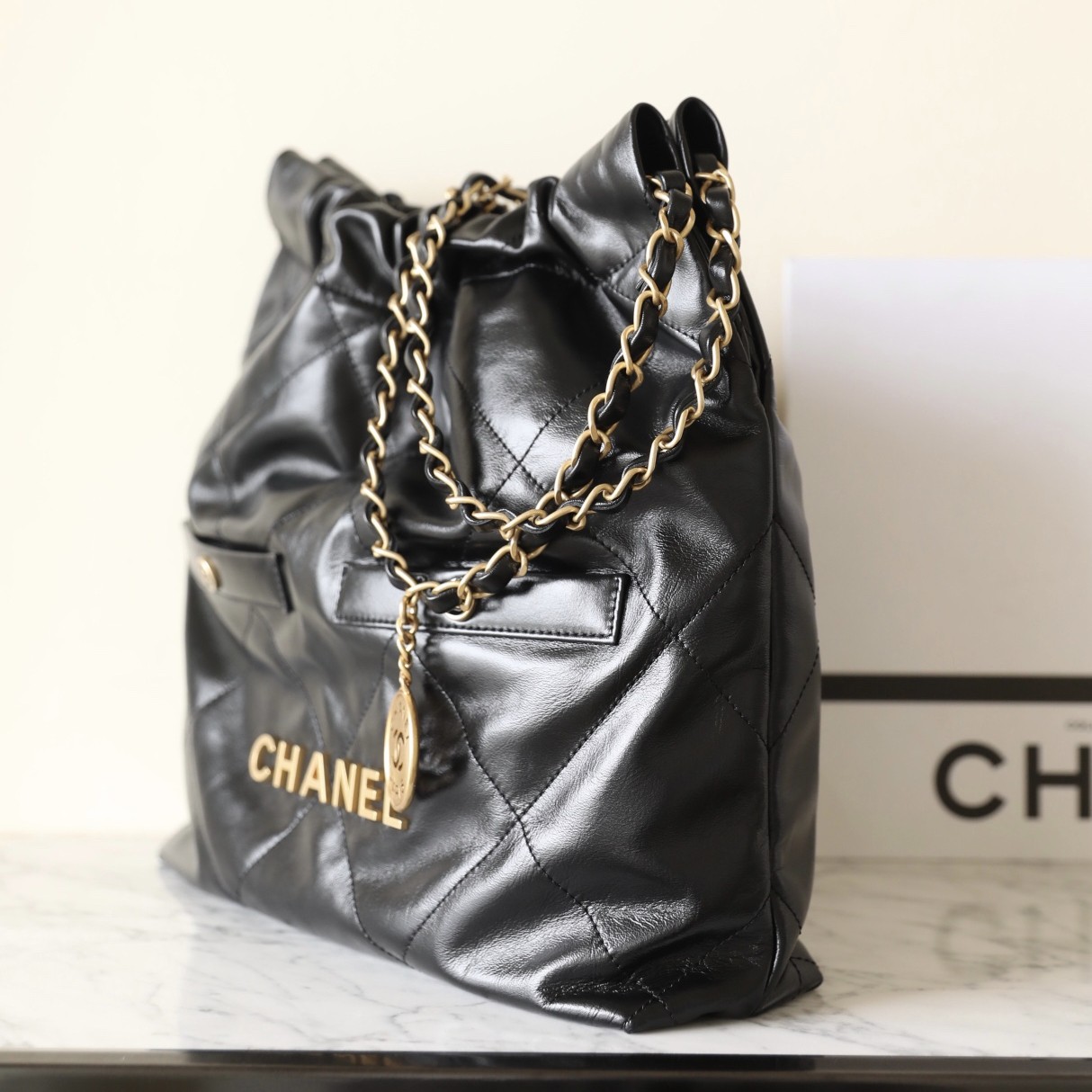 24B秋冬 雙口袋22Bag黑色 小號_6