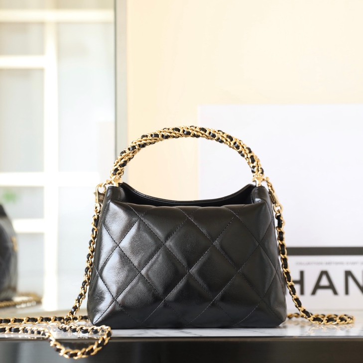 24B秋冬系列 擰鏈Hobo飯盒包黑色_3