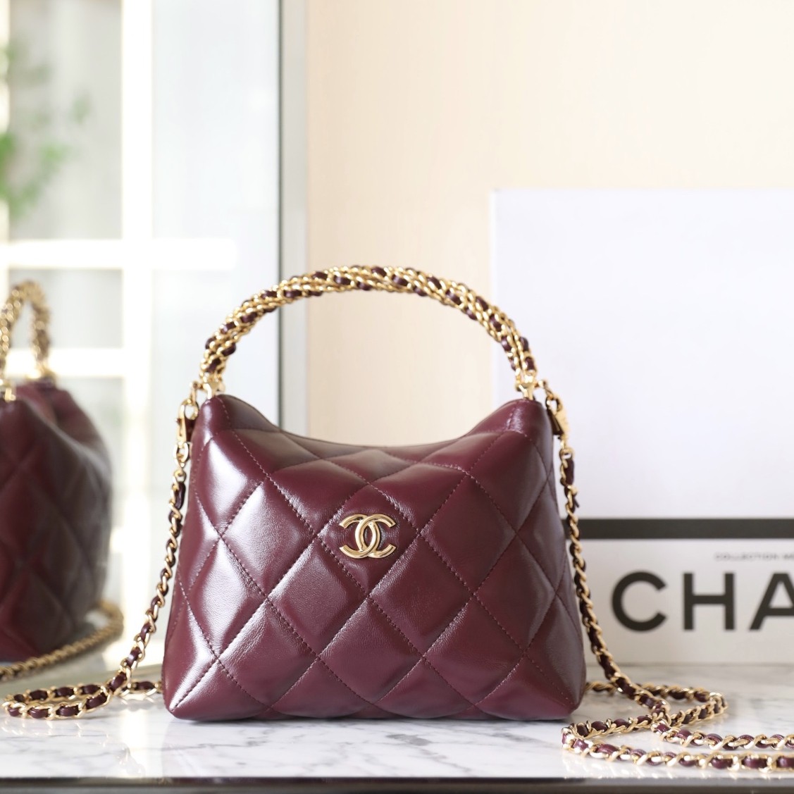 24B秋冬擰鏈Hobo飯盒包 酒紅C_1