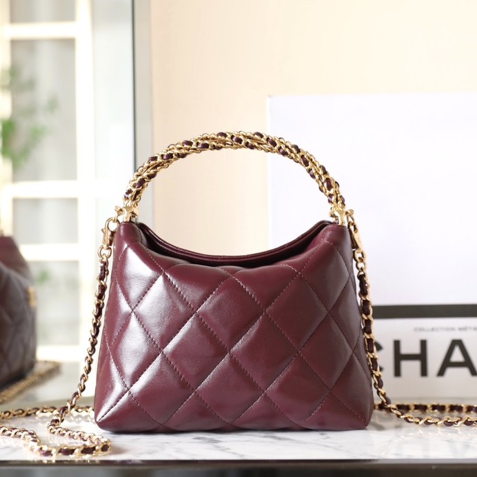 24B秋冬擰鏈Hobo飯盒包 酒紅C_6