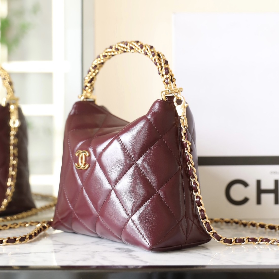 24B秋冬擰鏈Hobo飯盒包 酒紅C_5