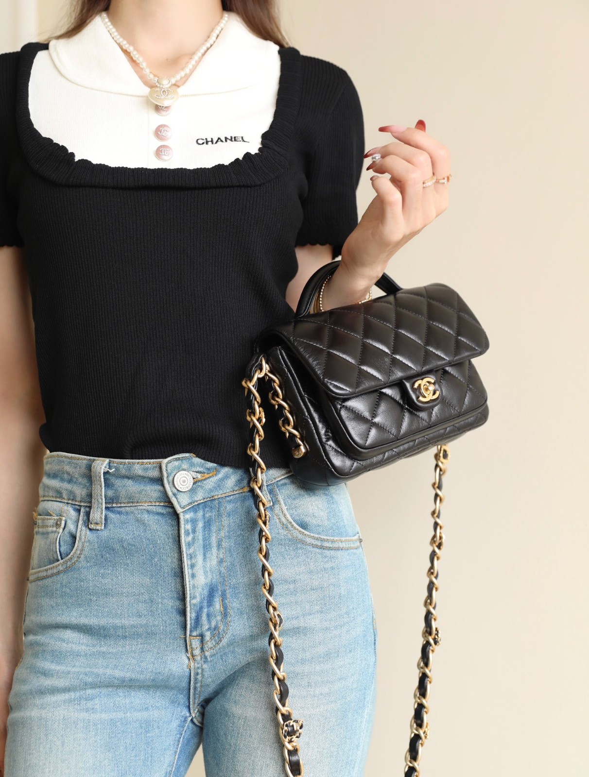 24A 手柄郵差包小號 黑色_3