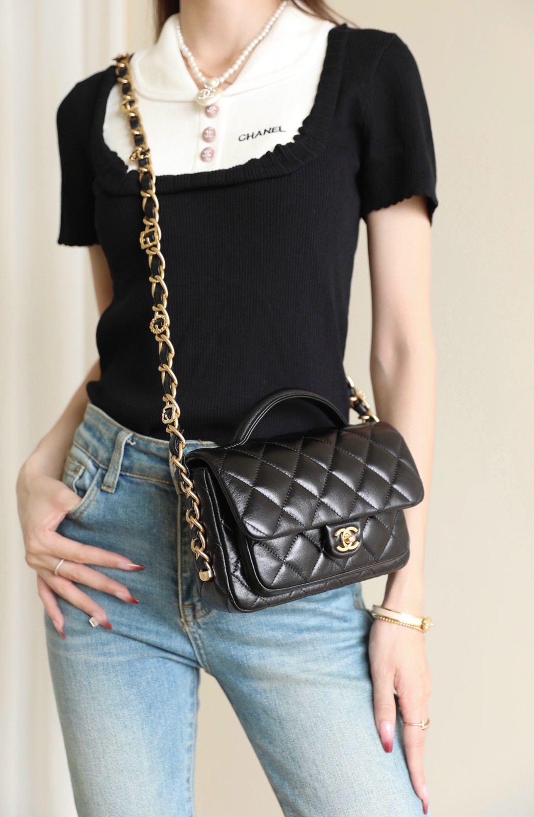 24A 手柄郵差包小號 黑色_4