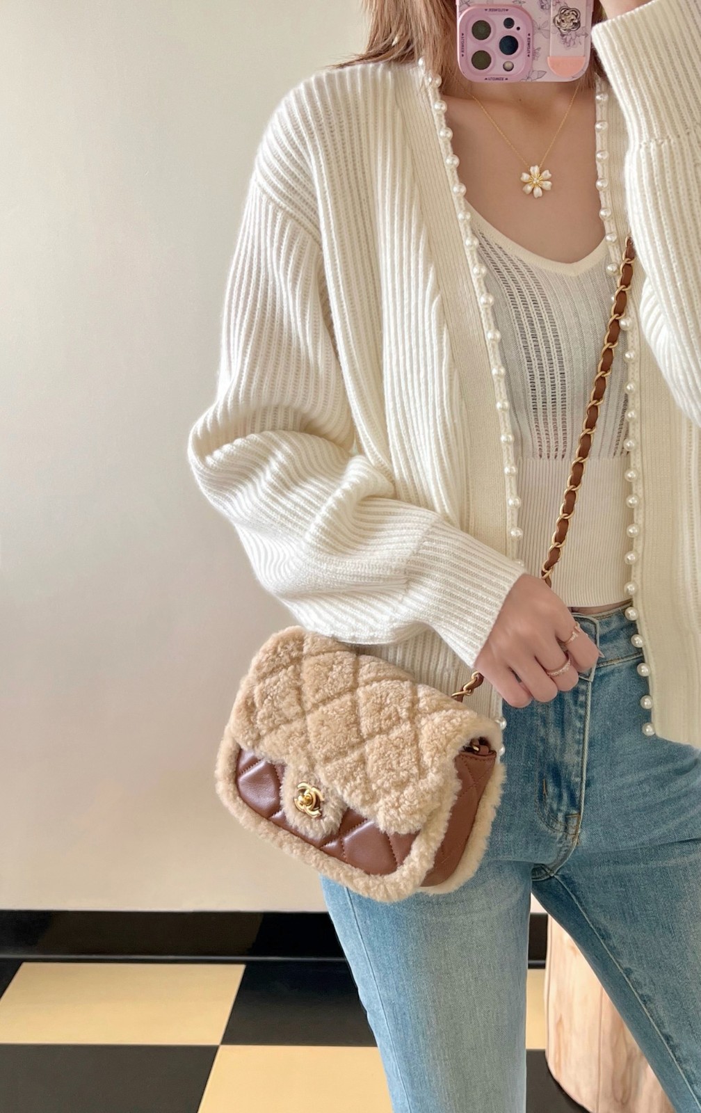 24K 泰迪熊鏈條口蓋包小號_2