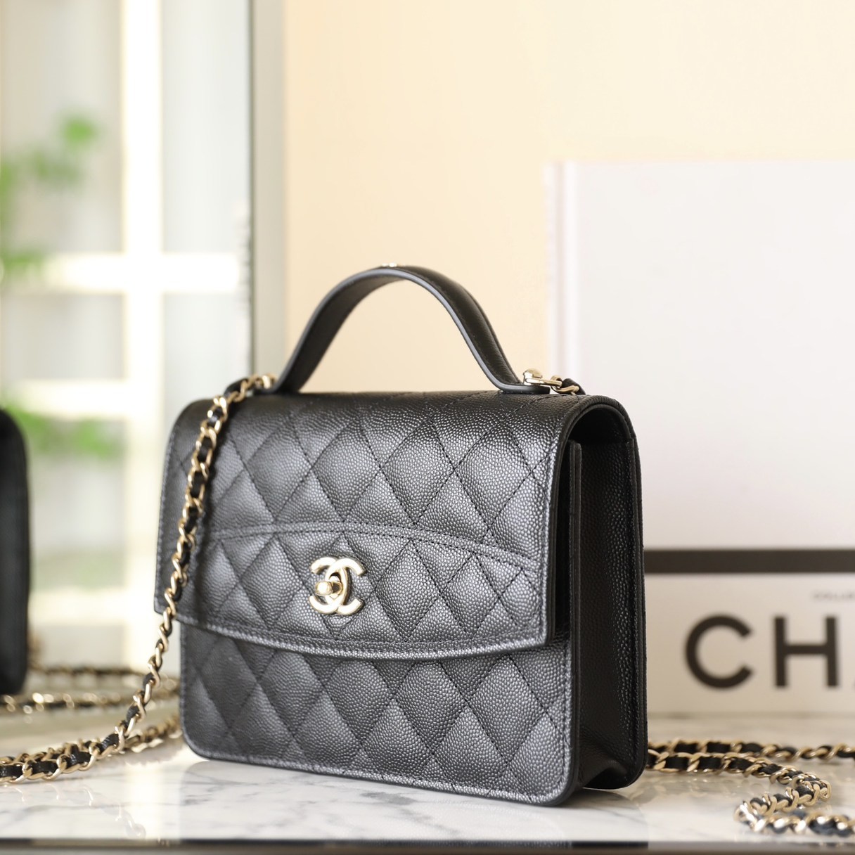 25C早春手提郵差背包 黑色_3