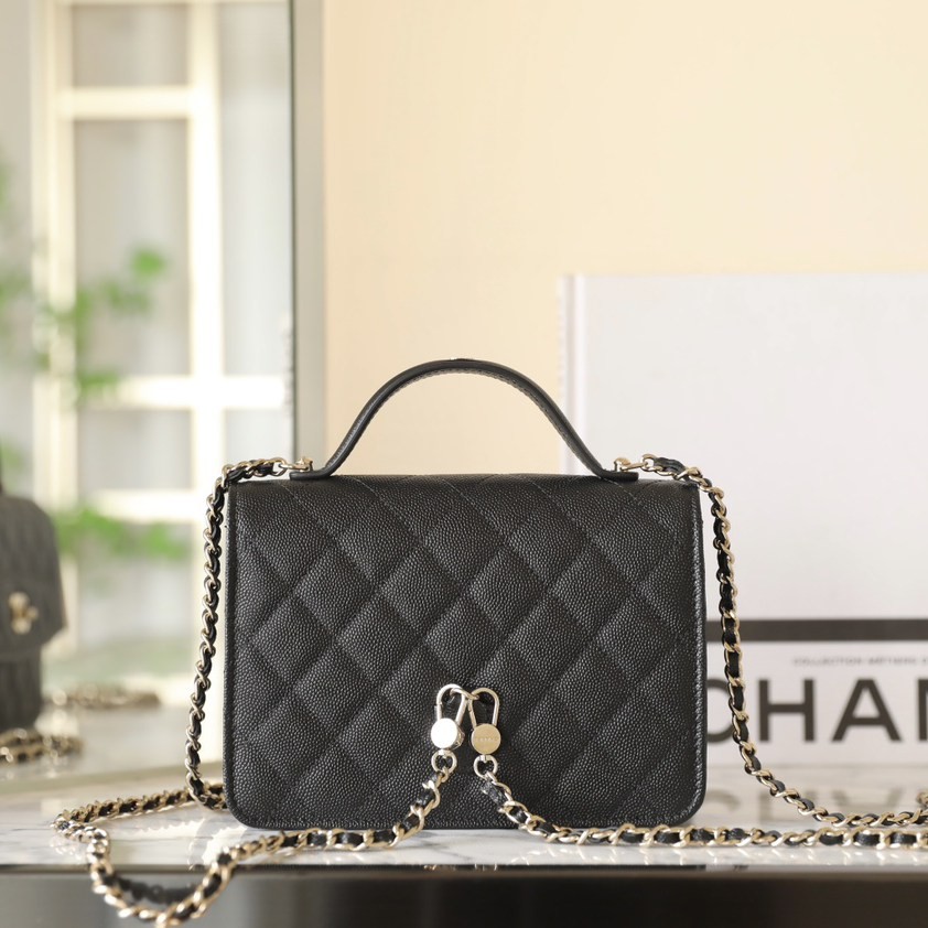 25C早春手提郵差背包 黑色_4