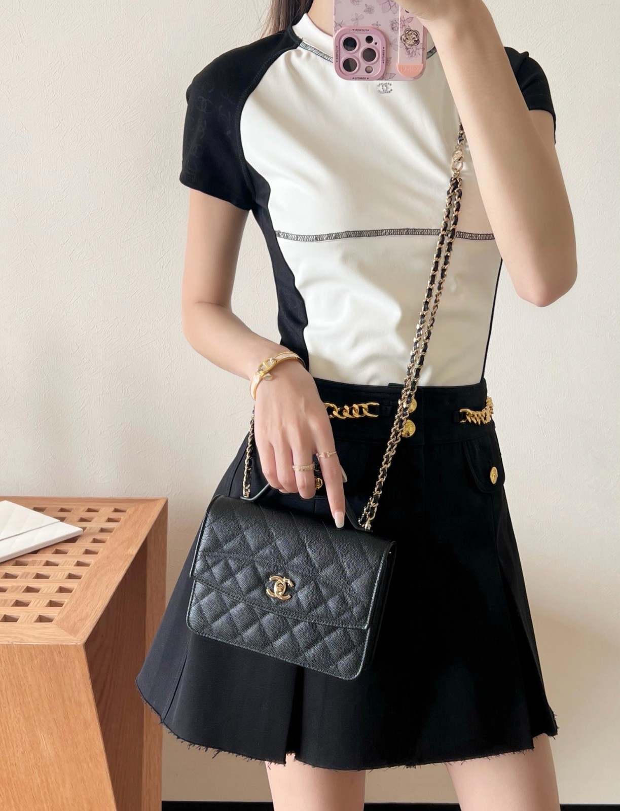 25C早春手提郵差背包 黑色_2