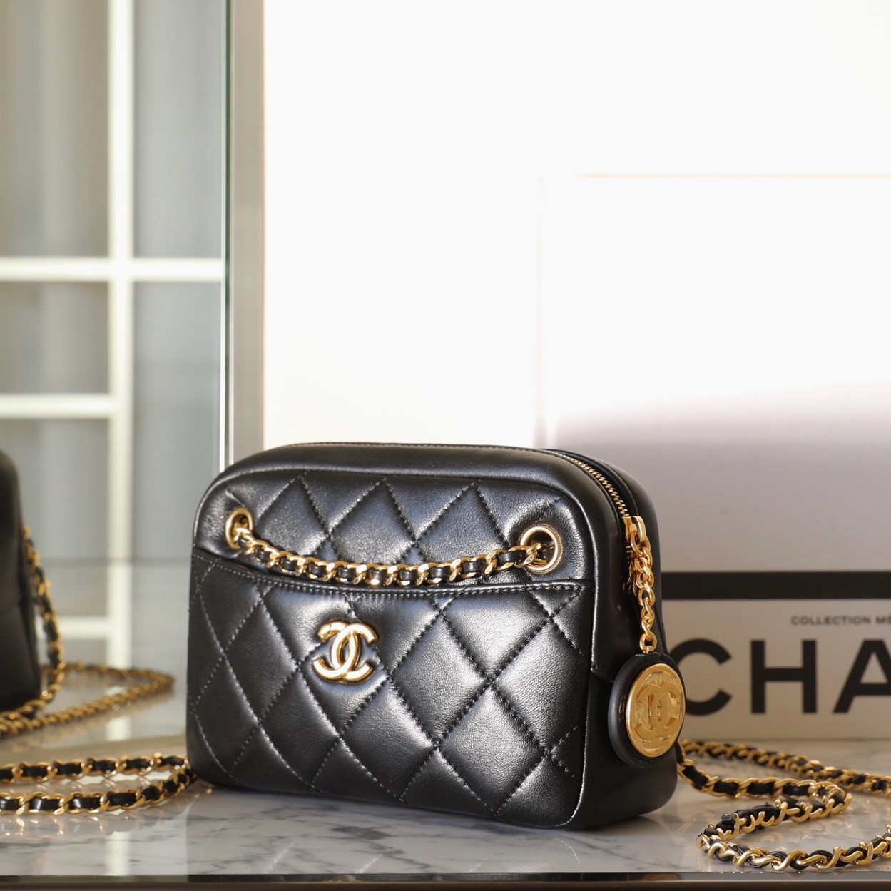 24K 秋冬金幣相機包Mini黑色_4