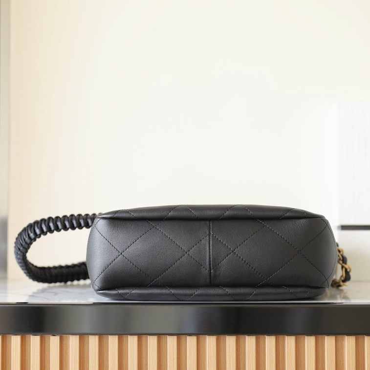 Hobo Handbang編織肩帶嬉皮包 黑色_5