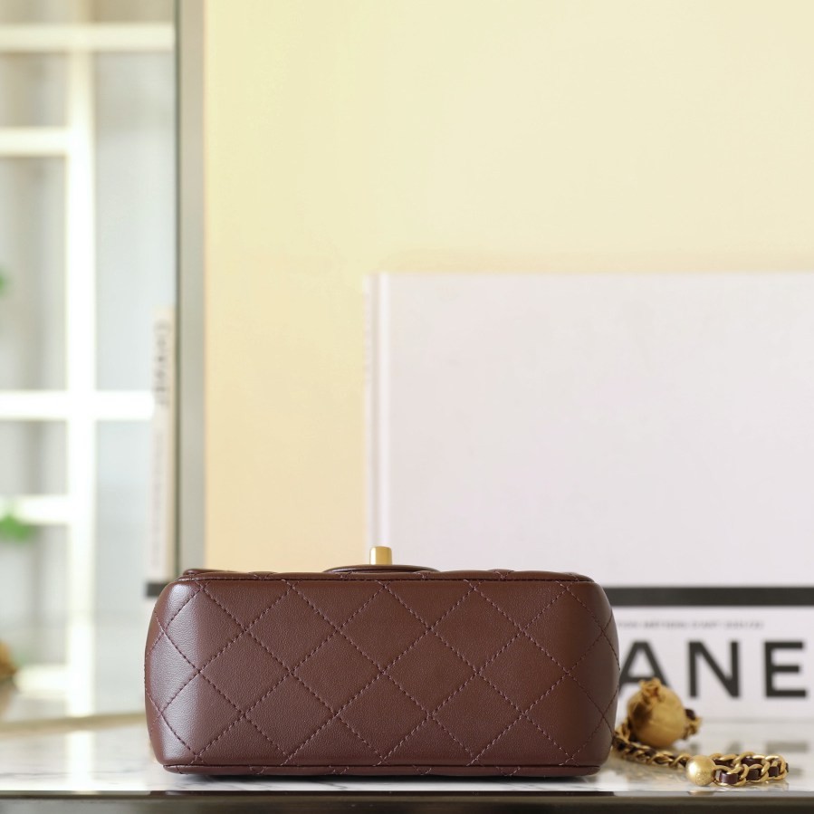 24K新色口蓋包 金球調節扣方胖子深棕色_6