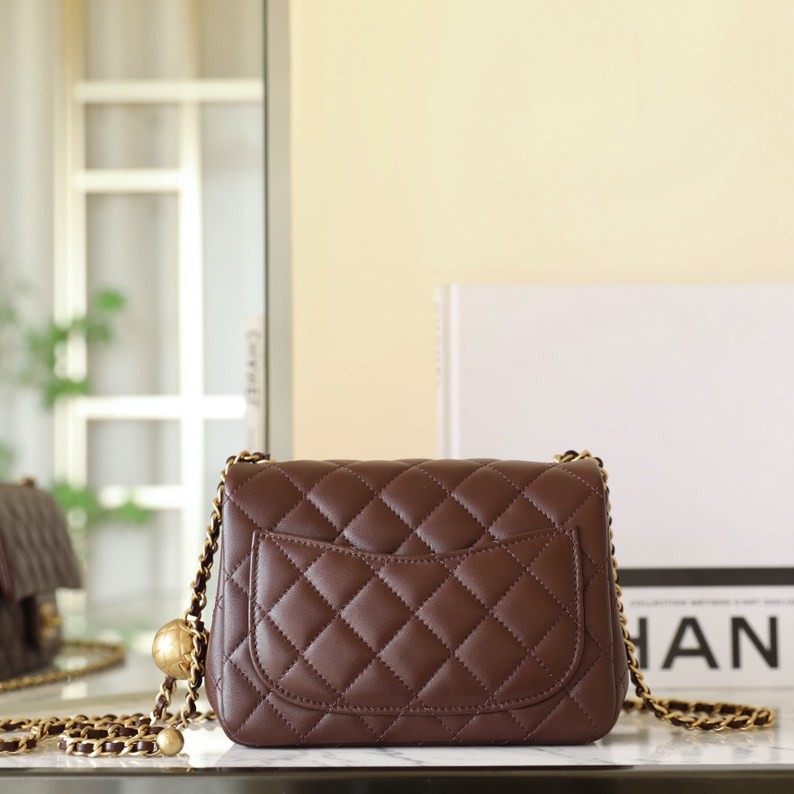 24K新色口蓋包 金球調節扣方胖子深棕色_4