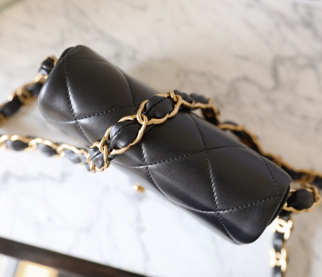 24K雙C粗鍊口蓋包Mini 黑色_6