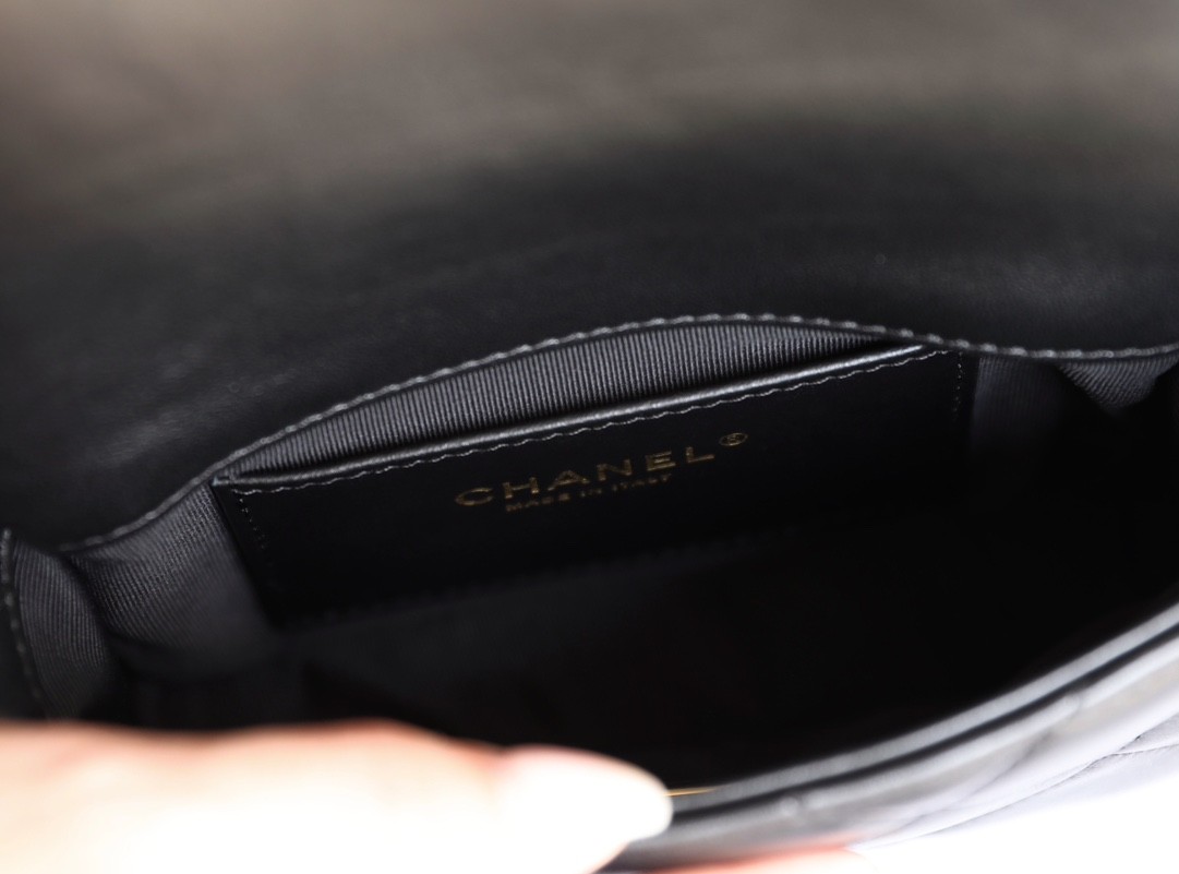 24K雙C粗鍊口蓋包Mini 黑色_8