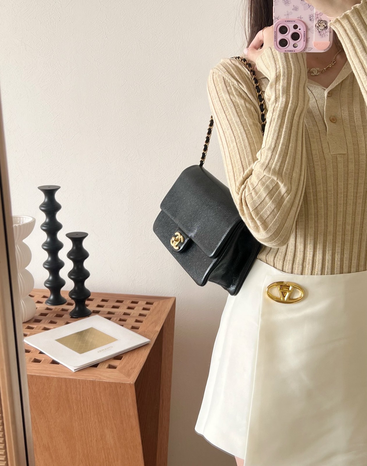 24K 魚子醬口蓋包 黑色中號_2