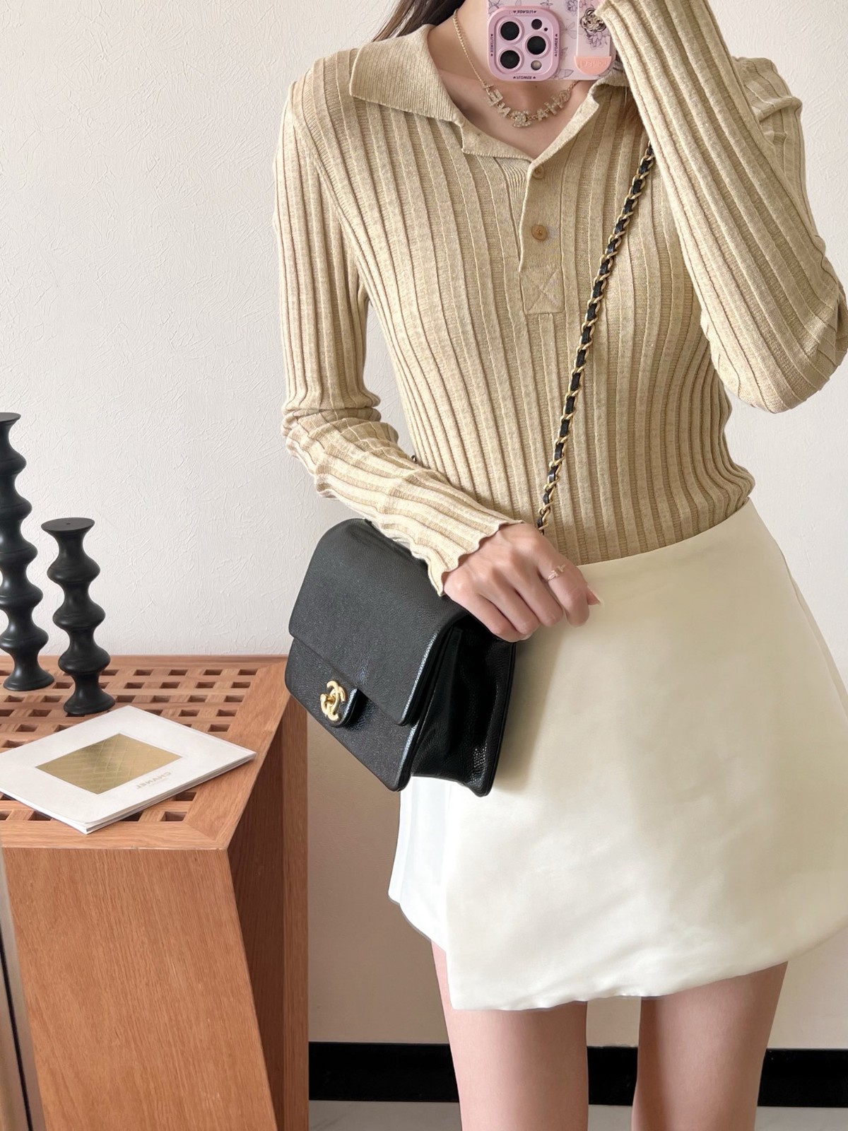 24K 魚子醬口蓋包 黑色中號_3