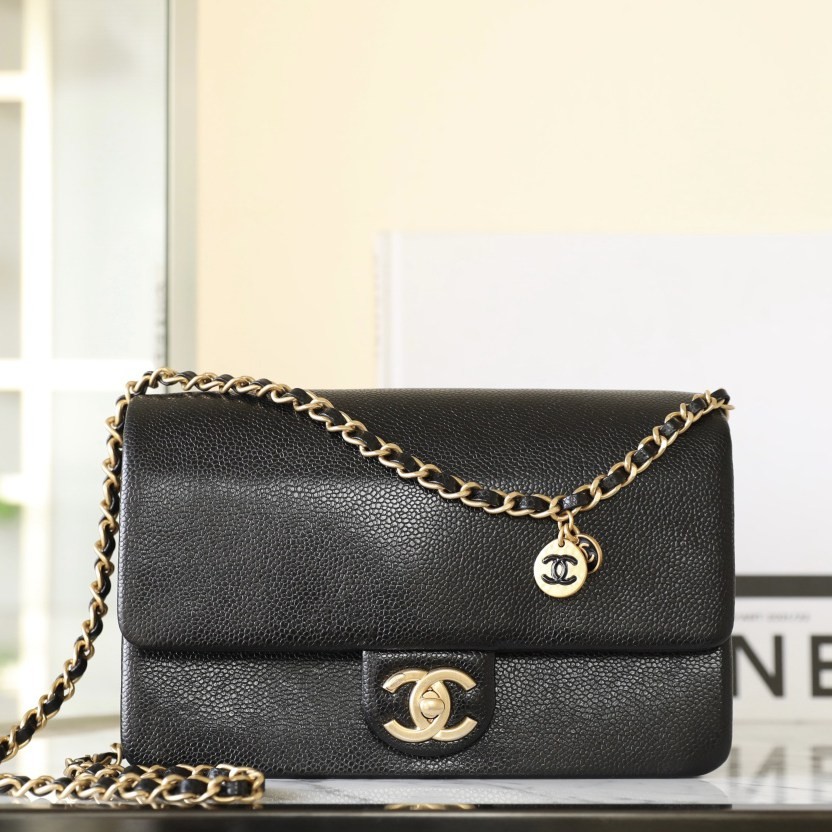 24K 魚子醬口蓋包 黑色中號_1