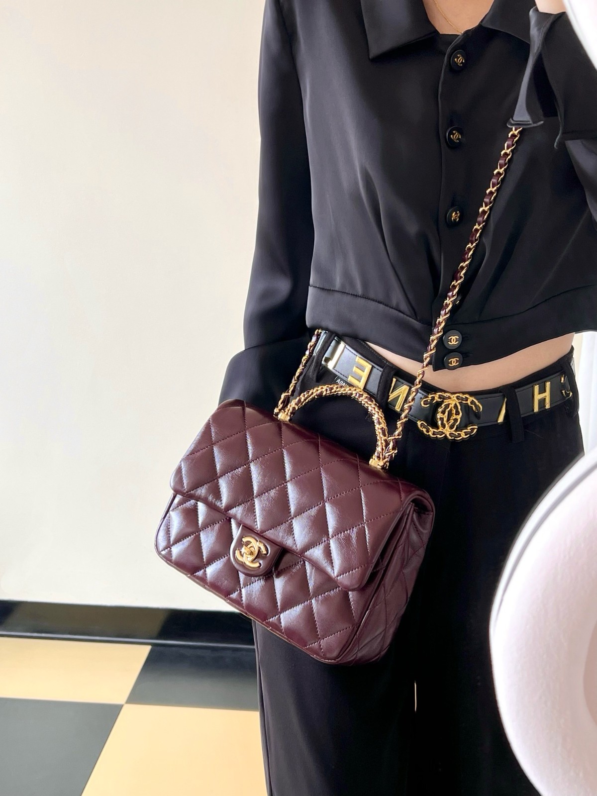 24B秋冬擰鏈手柄包大號 酒紅_2