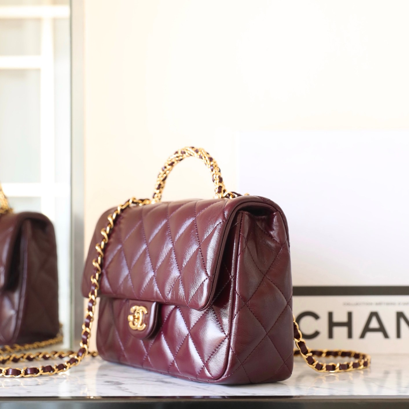 24B秋冬擰鏈手柄包大號 酒紅_4