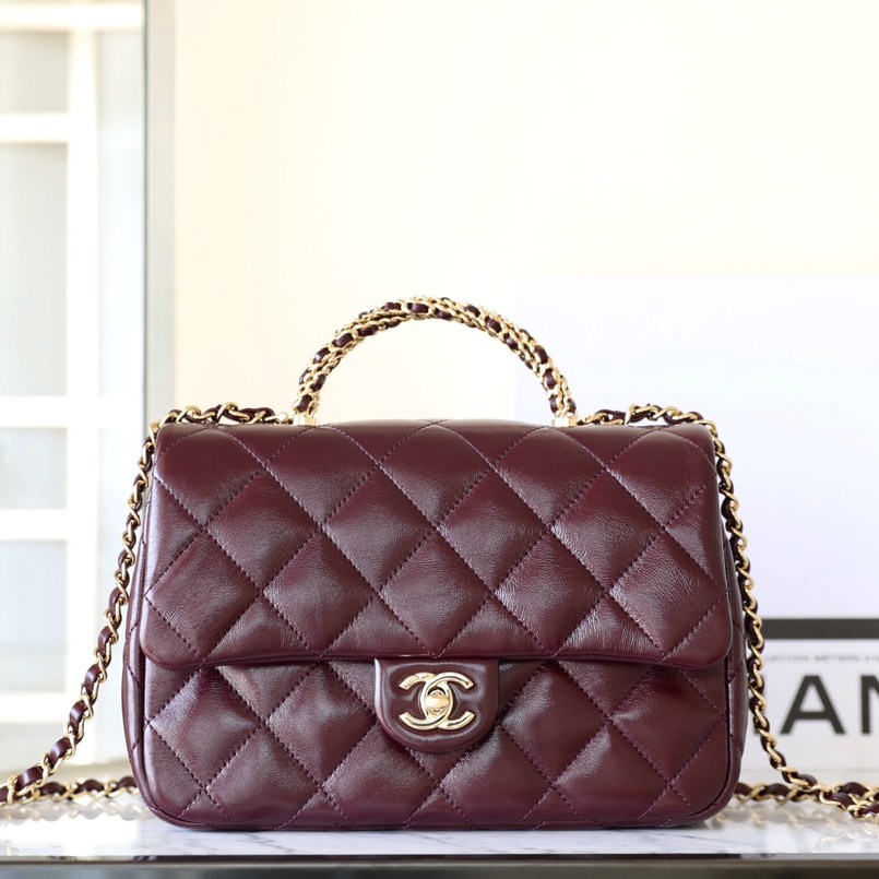 24B秋冬擰鏈手柄包大號 酒紅_1