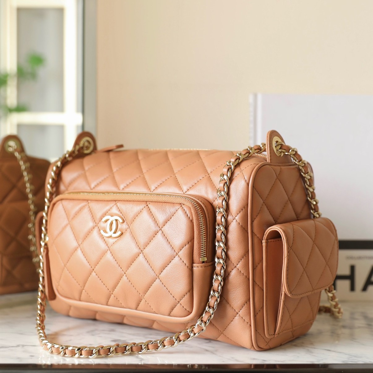 24K 雙袋相機包大號 焦糖色_5