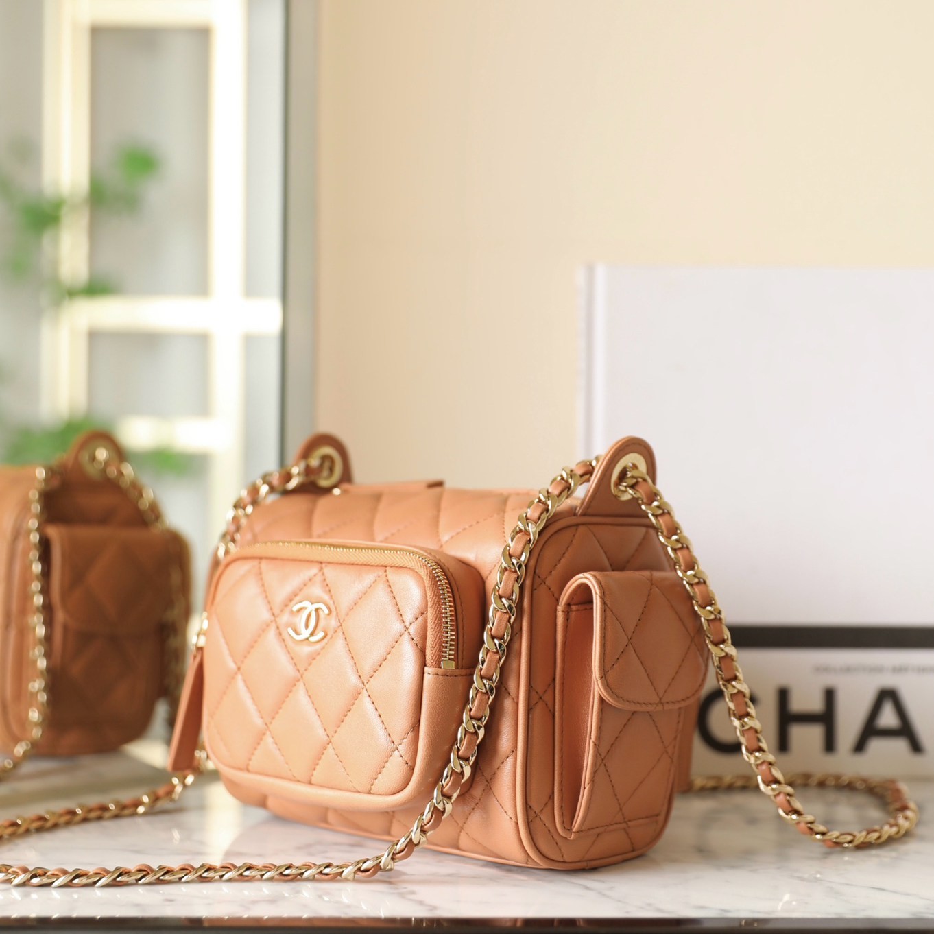 24K 雙袋相機包小號 焦糖色_4