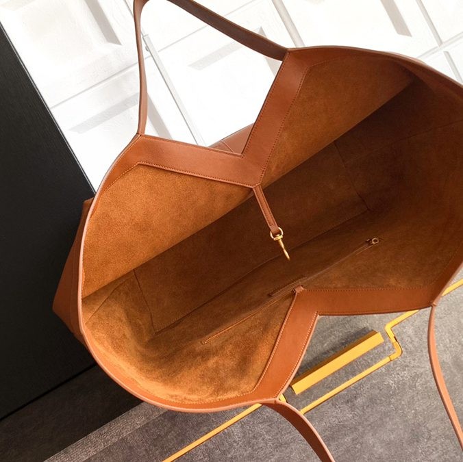 Y皮革托特包 棕色_3