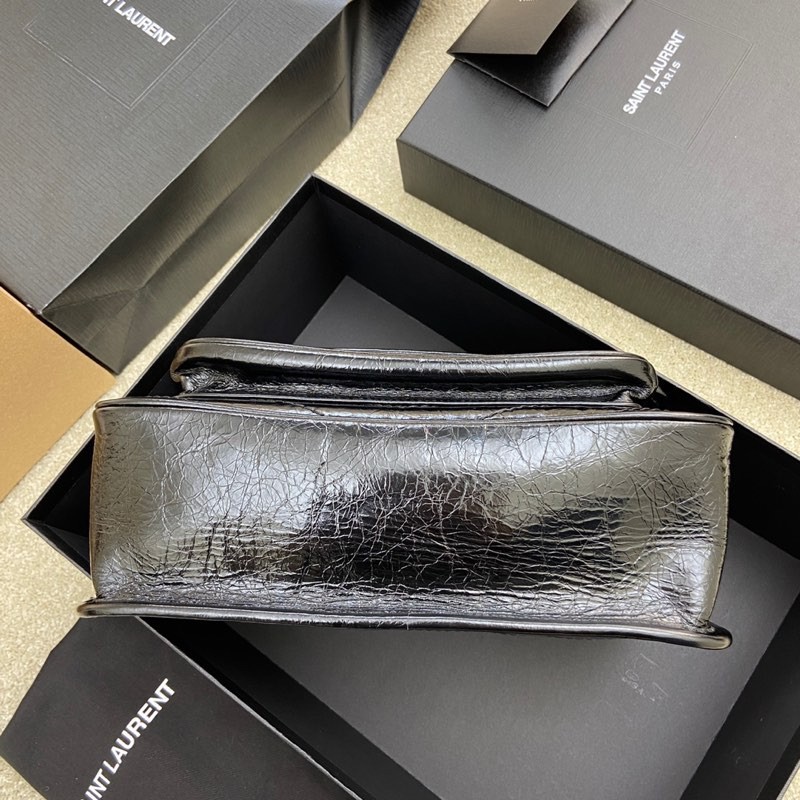 Niki中號復古皮革手袋 黑色_4