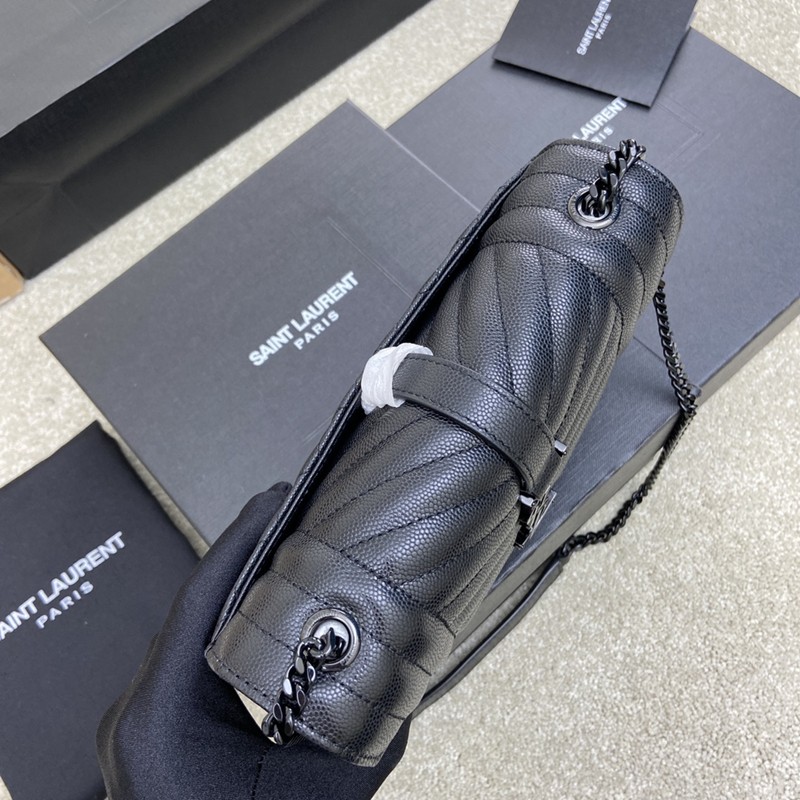 Envelope小號粒面手袋 真皮信封包 黑色鍊_5