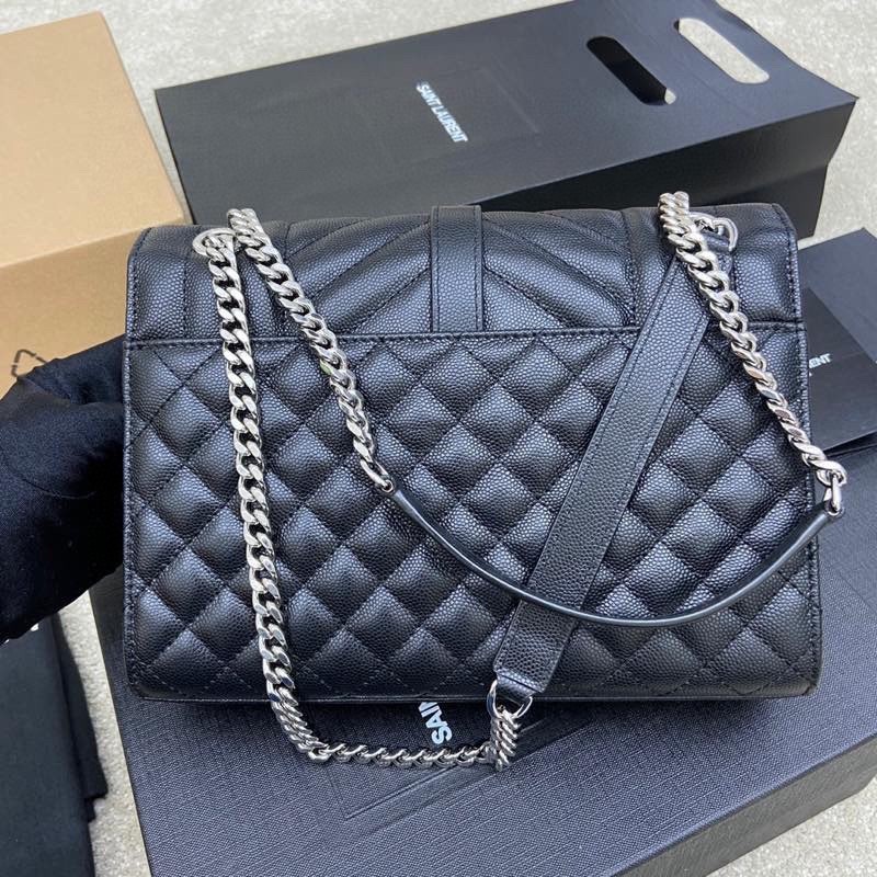 Envelope中號粒面手袋 信封包黑銀_2