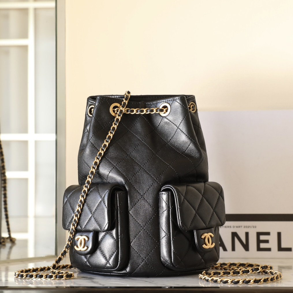 25C早春 抽繩雙肩背包 黑色_1