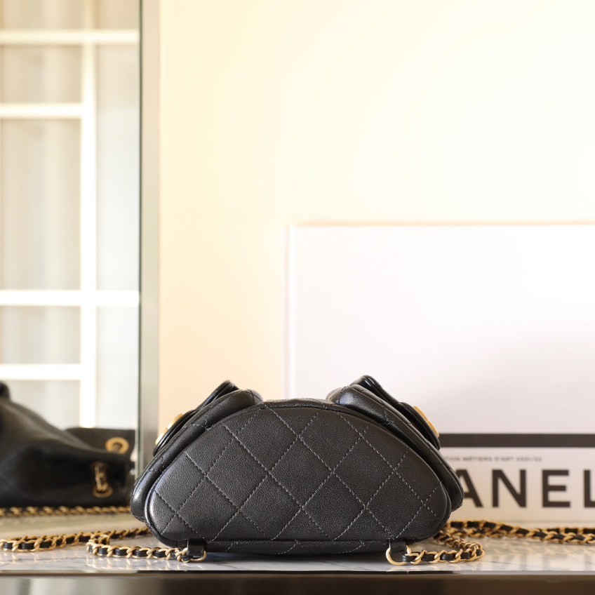 25C早春 抽繩雙肩背包 黑色_9