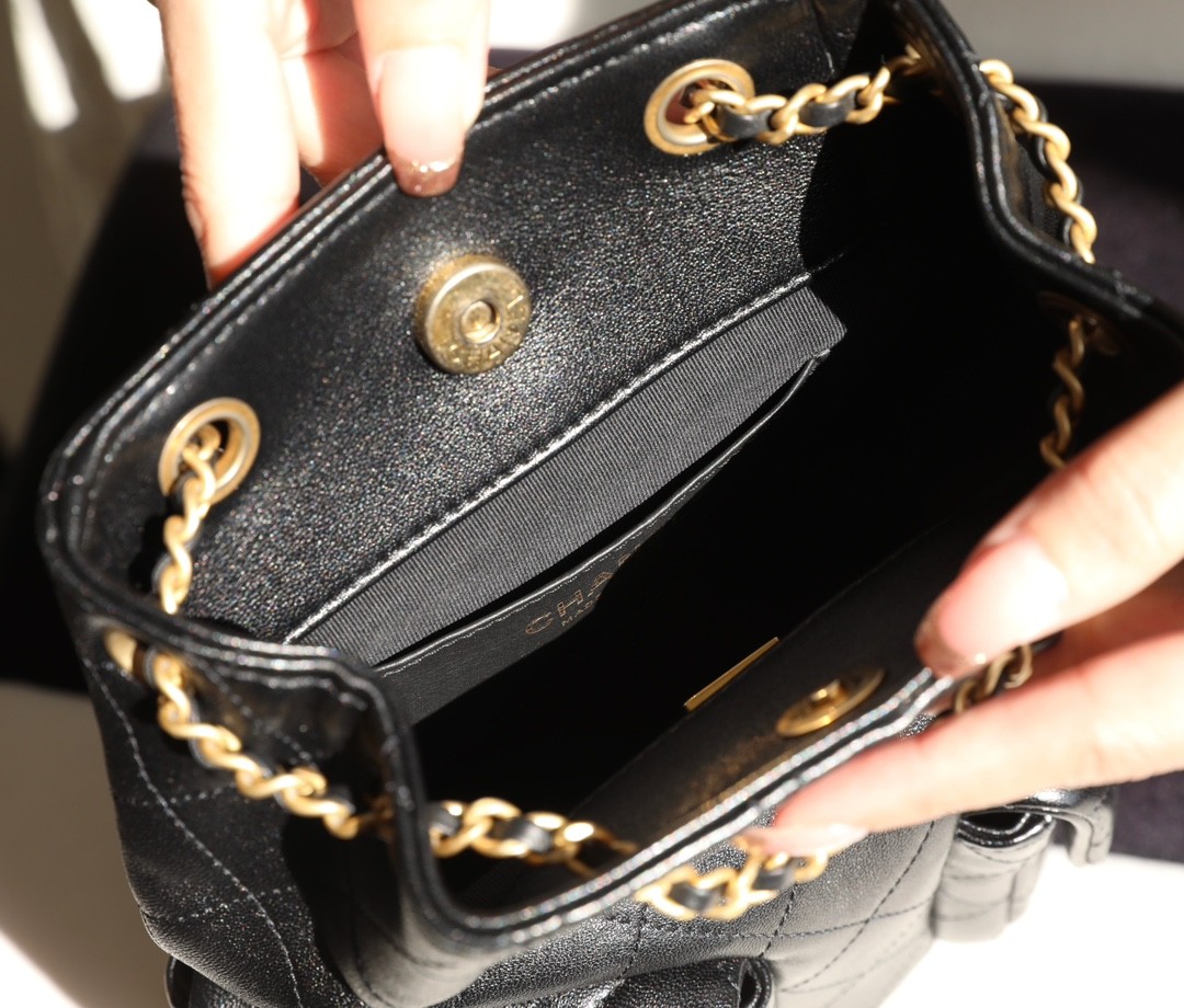 25C早春 抽繩雙肩背包 黑色_10