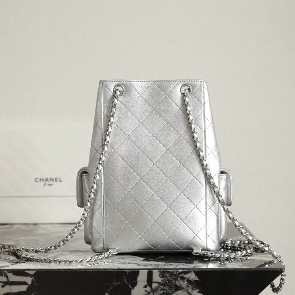 25C早春 抽繩雙肩背包 銀色_2