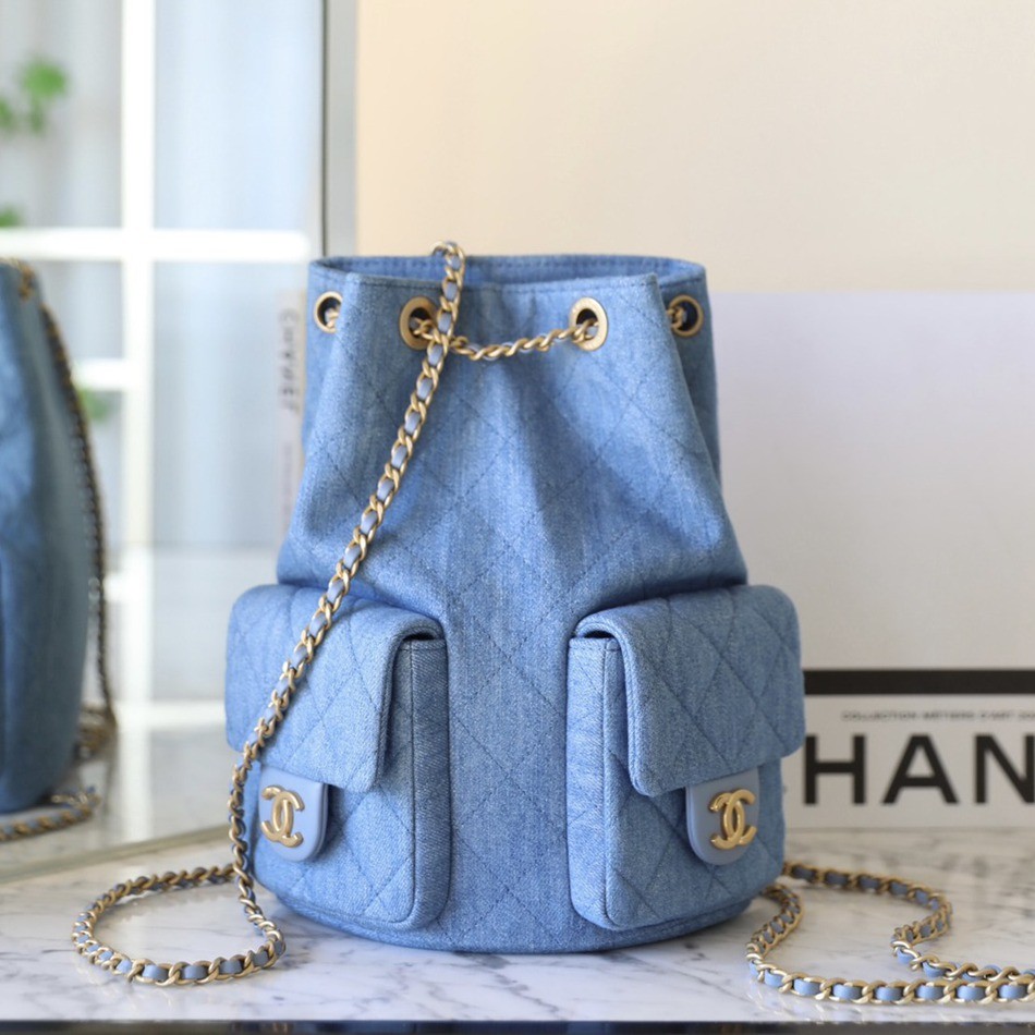 25C早春 抽繩雙肩背包淺色牛仔_1