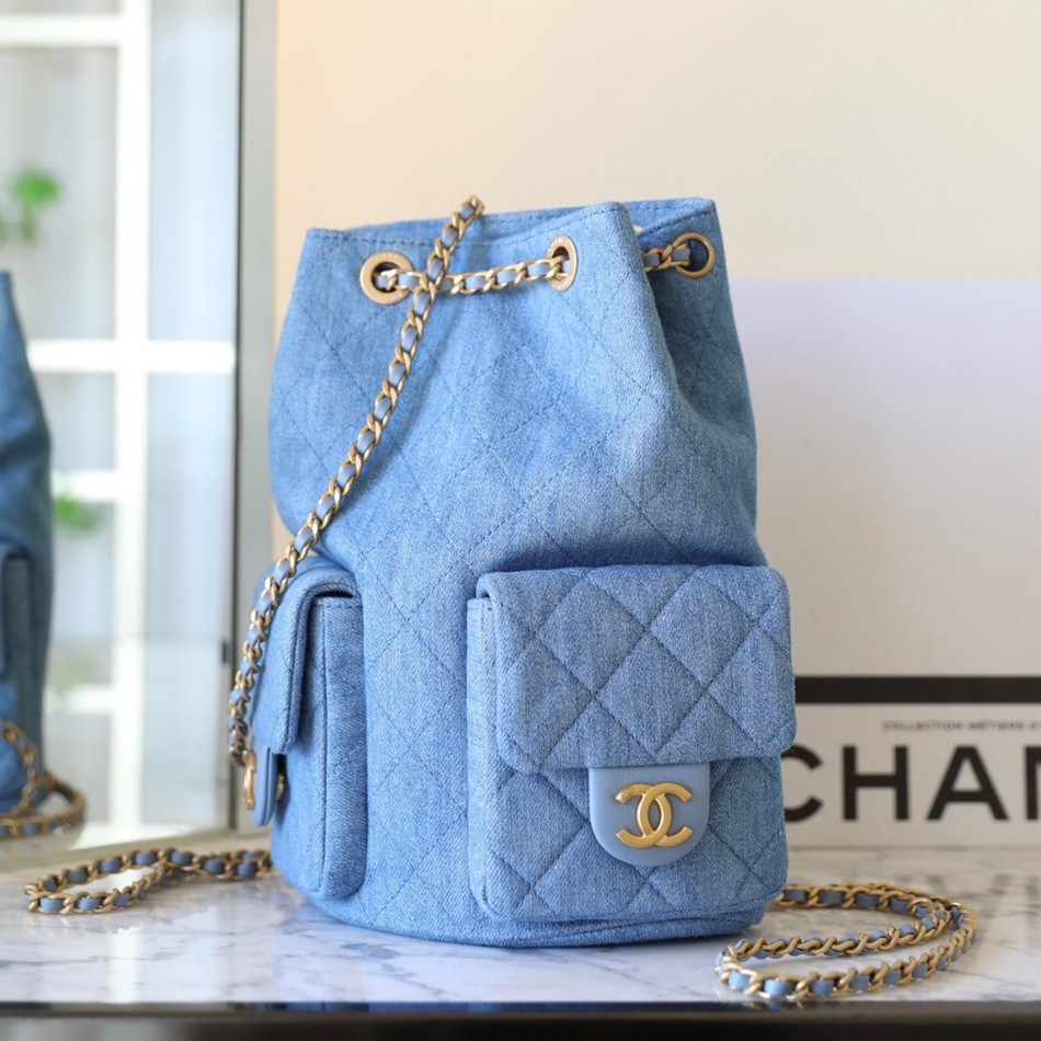 25C早春 抽繩雙肩背包淺色牛仔_4