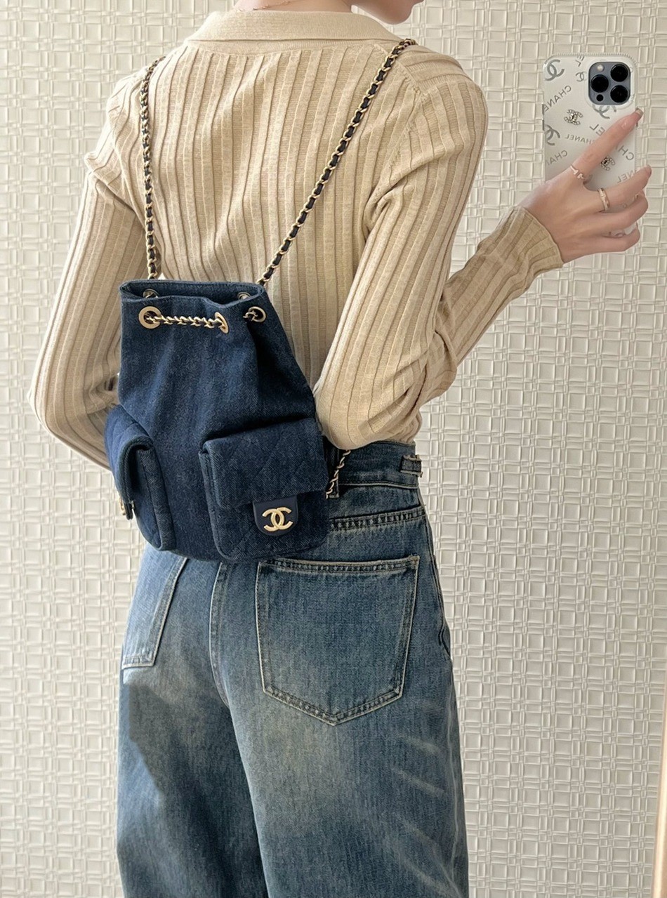 25C早春 抽繩雙肩背包 深色牛仔_2