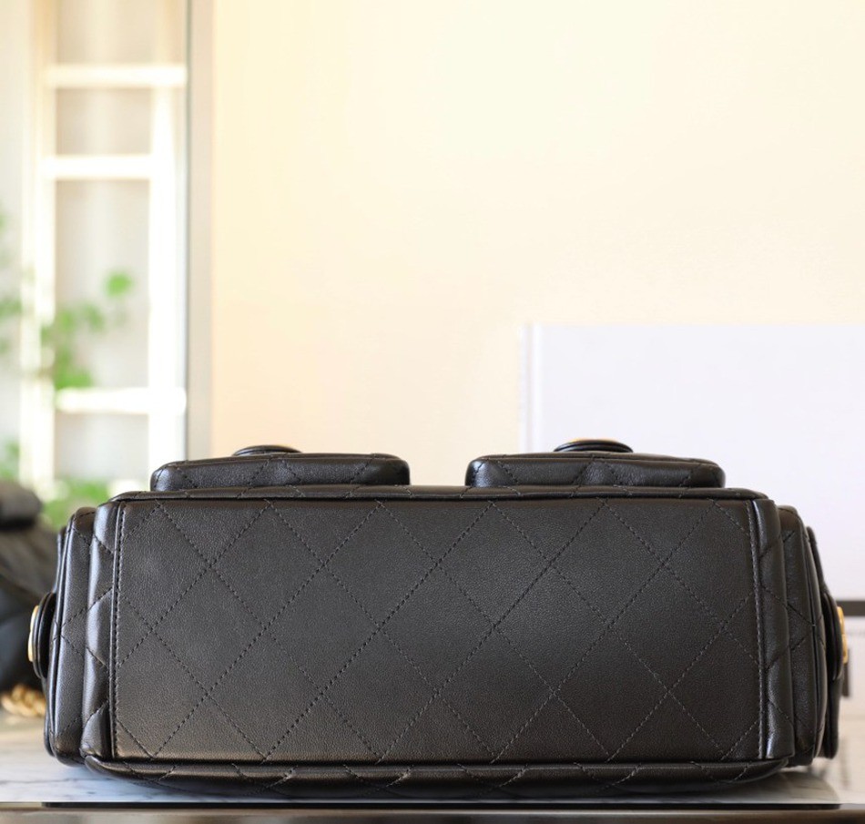 25C早春多口袋Hobo嬉皮包黑色大號_5