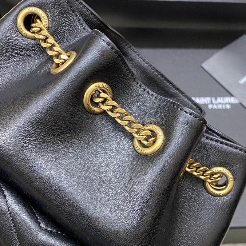 Joe絎縫小羊皮迷你水桶袋 復古黑金_4