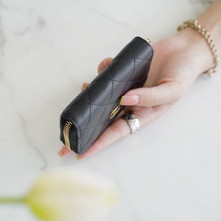 CF系列拉鏈零錢卡包 黑牛金_4